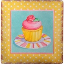 Sad Şad® Decotown Duvar Panosu 40*40 Cup Cake Muffin Motifli Duvar Süsü