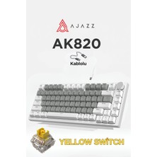 Ajazz AK820 Kablolu Mekanik Oyun Klavyesi, Beyaz Işıklı, Sarı Switch 82 Tuş, Hot Swap, Anti Ghosting