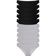 Leopardess 10 adet Süper Eko Set Likralı Kadın Slip Külot Siyah Gri