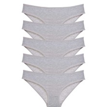 Leopardess 5 adet Süper Eko Set Likralı Kadın Slip Külot Gri