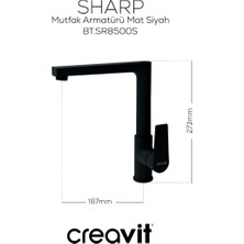 Creavit Sharp Mat Siyah Eviye Bataryası SR8500S