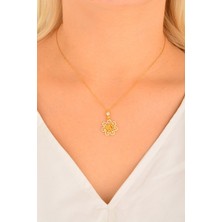 Cebeci 14 Ayar Çiçek Tuğra Altın Kolye