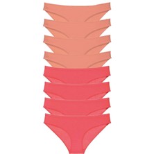 Leopardess 8 adet Eko Set Likralı Kadın Slip Külot Pudra Fuşya