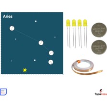 Eding Zodyak Takım Yıldızı Astroloji Aries Koç Burcu Kağıt Devre Kiti - Bakır Iletken Bant  ,CR2032 ,led
