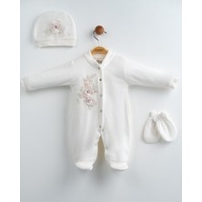 Eda Baby Ithal Dantelli Lüks Kadife Yenidoğan Tulum Seti %100 Pamuk