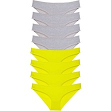 Leopardess 8 adet Süper Eko Set Likralı Kadın Slip Külot Sarı Gri