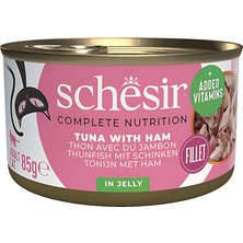Schesir Jelly Ton Balığı ve Jambonlu Konserve Yetişkin Kedi Maması 85GR 12LI Paket