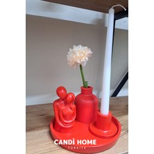 Varessa Özel Seri Tasarım Model Loft Style Kırmızı Dekoratif Çift Figür Seti - Aşkın Kırmızısı – Dekoratif Çift Figürlü Mumluk & Vazo Seti