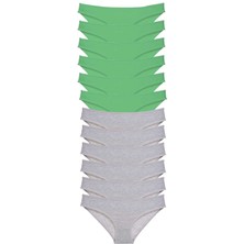 Leopardess 12 adet Süper Eko Set Likralı Kadın Slip Külot Yeşil Gri