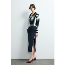 Love My Body Moda Tutkusu Gabardin Midi Etek Lacivert 127M2236000