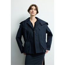 Love My Body Moda Tutkusu Kapüşonlu Cepli Trençkot Lacivert 178M2237000