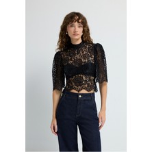 Adl 3/4 Kollu Dantel Bluz Siyah 11546000000