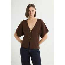 Love My Body V Yaka Triko Hırka Kahve 134L9642000