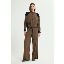 Love My Body Desenli Bol Paça Pantolon Tarçın 153L9775000