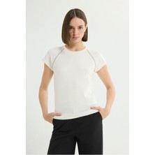 Love My Body Boncuk Detaylı Triko Kazak Kemik 139L9618000