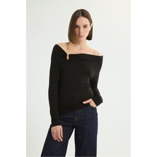 Love My Body Uzun Kol Büzgülü Bluz Antrasit 115L9750000