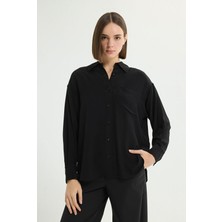 Love My Body Cep Detaylı Gömlek Yaka Gömlek Siyah 130L9768000