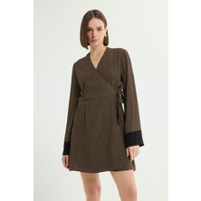 Love My Body Bağlamalı Anvelop Desenli Elbise Tarçın 124L9776000