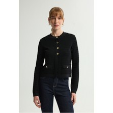 Love My Body Düğme Detaylı Triko Hırka Siyah 134L9617000