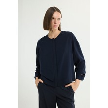 Love My Body Pencere Detaylı Yakasız  Gömlek Lacivert 130L9765000