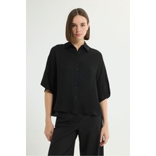 Love My Body Erkek Yaka Kısa Kollu Gömlek Siyah 130L9770000