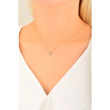 Cebeci 14 Ayar Tek Taşlı Rose Altın Kolye