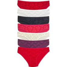 Leopardess 7 Adet Önü Dantelli Transparan Kadın Slip Külot