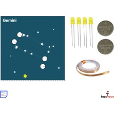 Eding Zodyak Takım Yıldızı Astroloji Gemini  Ikizler Burcu Kağıt Devre Kiti - Bakır Iletken Bant ,CR2032 ,led