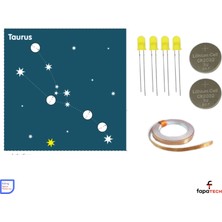 Eding Zodyak Takım Yıldızı Astroloji Taurus Boğa Burcu Kağıt Devre Kiti - Bakır Iletken Bant ,CR2032 ,led