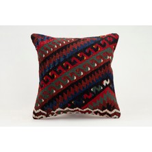 Kilim Wholesale El Yapımı Kilimden Yapılmış Vintage Kırlent Kılıfı, Yün, 40X40 cm