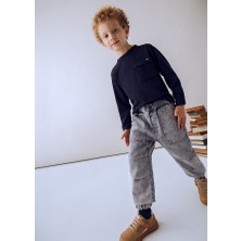 Mayoral Erkek Çocuk Jogger Denim Pantolon – Gri (4-10 Yaş) | Lastikli Bel ve Paça, Cepli, Rahat Kesim