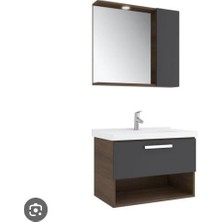 Kale Trevi 80 Cm Antrasit-Ceviz Banyo Dolabı Takımı