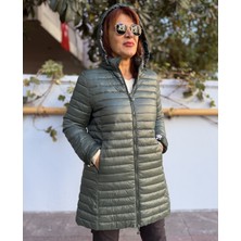 Denizege Butik Italyan Çift Taraflı Midi Mont Haki