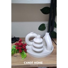Varessa Minimal & Modern Stil Scandi Style Krem Renk Dekoratif Vazo Seti