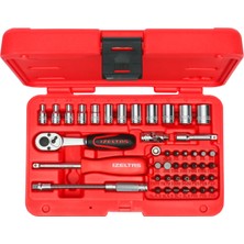 İzeltaş 1/4" Altı Köşe Lokma, Bits Uç ve Esnek Ara Kol Seti (45 Parça, Metrik) | Cırcır Kollu Profesyonel Takım