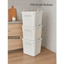 Jet's Home 3’lü Set Soğanlık Sepet Havalandırmalı Erzak Kutusu Bpa Free Sebzelik Saklama Kutusu Beyaz 90 Lt