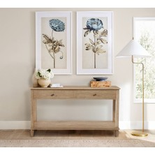 Lorenza Masif Dresuar – 2 Çekmeceli, Sabit Raflı, Doğal Ahşap Modern Dresuar (120×35×75)