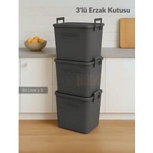 Jet's Home 3’lü Set Soğanlık Sepet Havalandırmalı Erzak Kutusu Bpa Free Sebzelik Saklama Kutusu Antrasit 90 Lt