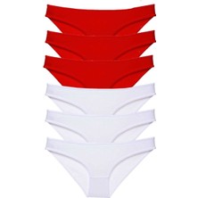 Leopardess 6 adet Süper Eko Set Likralı Kadın Slip Külot Kırmızı Beyaz