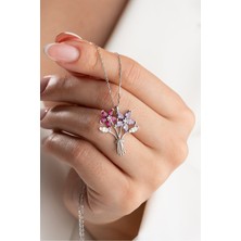 Çekirdek Jewelry 925 Ayar Gümüş Çiçek Buketi Kolye