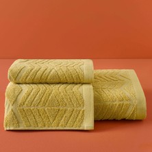 Taç Boutique Taç Butik Brüj Pamuk Banyo Havlusu Hardal 70x140