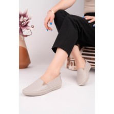 Tarçın Ayakkabı Hakiki Deri Silver Kadın Deri Babet TRC62-8002