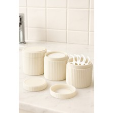 Ata Home 3'lü Banyo Düzenleyici Seti Toka Kutusu Düzenleyici Pamukluk Makyaj & Kulak Çubuğu Kutusu Kabı Organizeri Çok Amaçlı Kutu