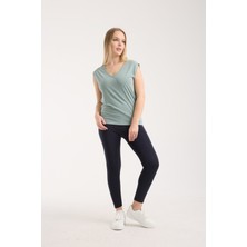 G-FOX Kadın Modal Karışımlı V Yaka Kolsuz Basic Tişört 6018