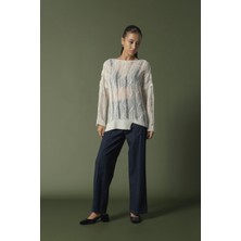 Nisan Triko Saç Örgülü Ajurlu Kazak