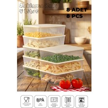 Espas Home Mikrodalga ve Derin Dondurucuya Uygun Freshkeep Saklama Kabı 8'li Set - Krem / 8*4000 ml