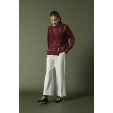 Nisan Triko Saç Örgülü Ajurlu Kazak