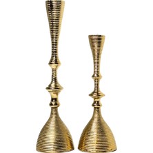 Lara Decor Gold Döküm Boğumlu Şamdan Seti