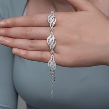 Stillove Gümüş Ikili Yaprak Telkari Kadın Bileklik