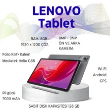Lenovo 11 Inç 8/128GB Folio Kılıf+ Kalem Tablet -Gri